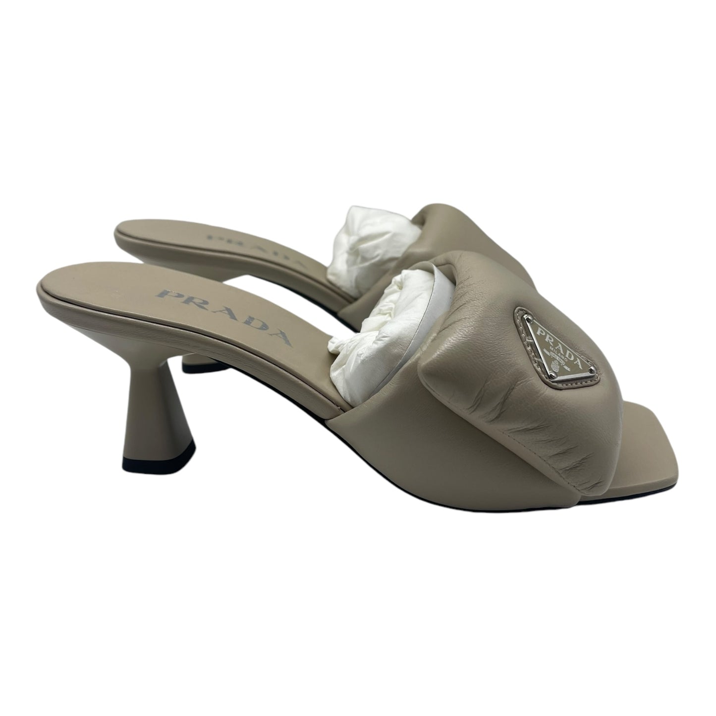 Prada Logo Plaque Padded Heels Size EU 38