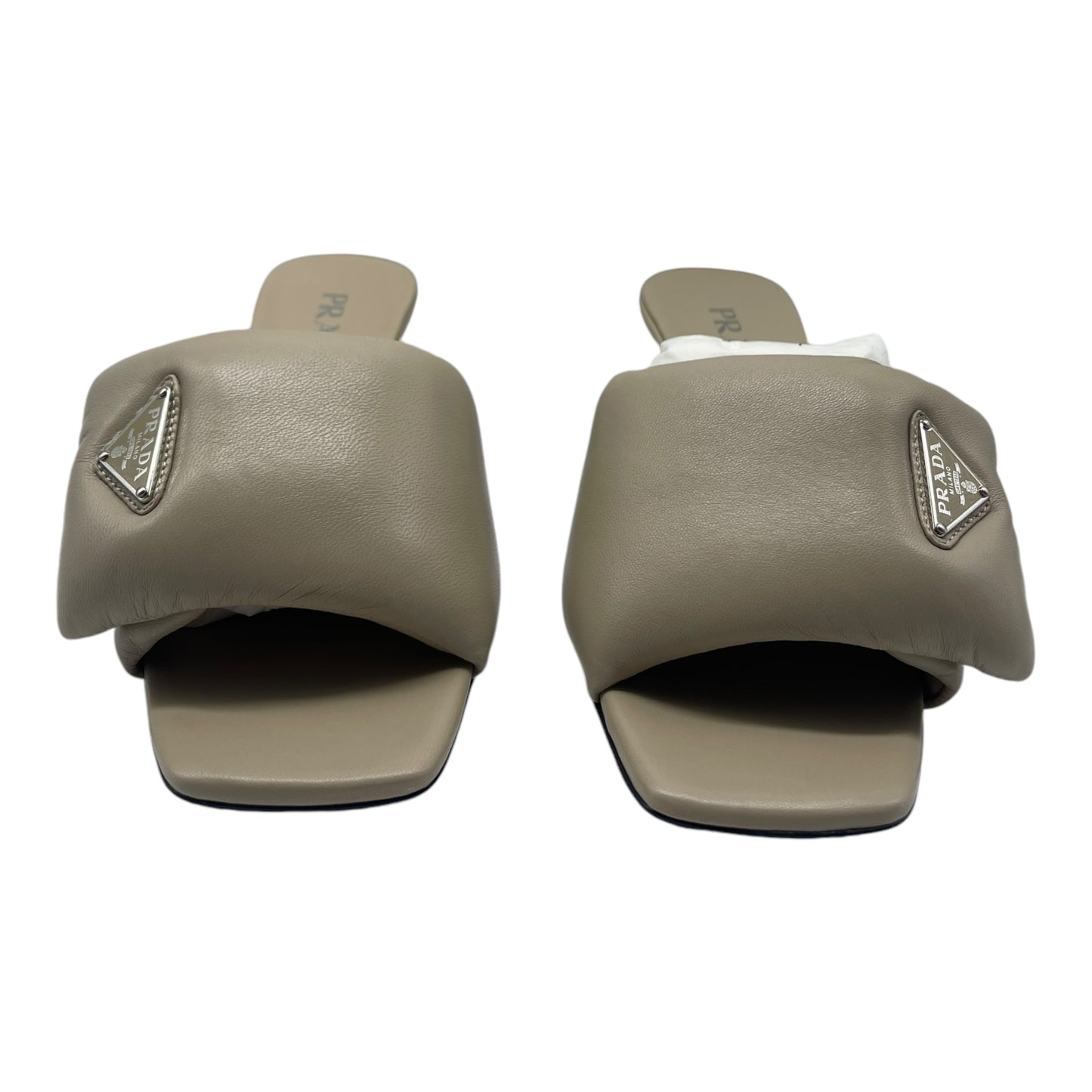 Prada Logo Plaque Padded Heels Size EU 38