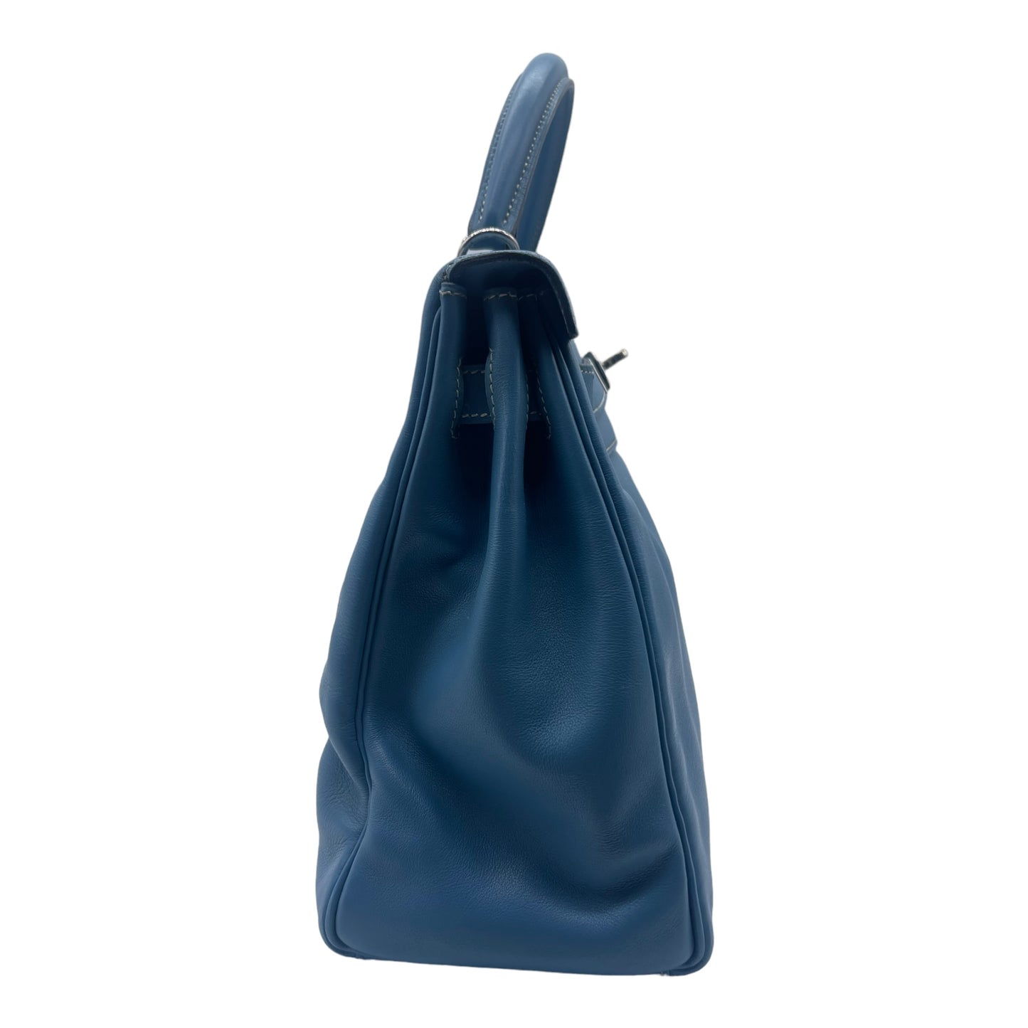 Hermes Kelly 32 Gulliver leather Blue Jean