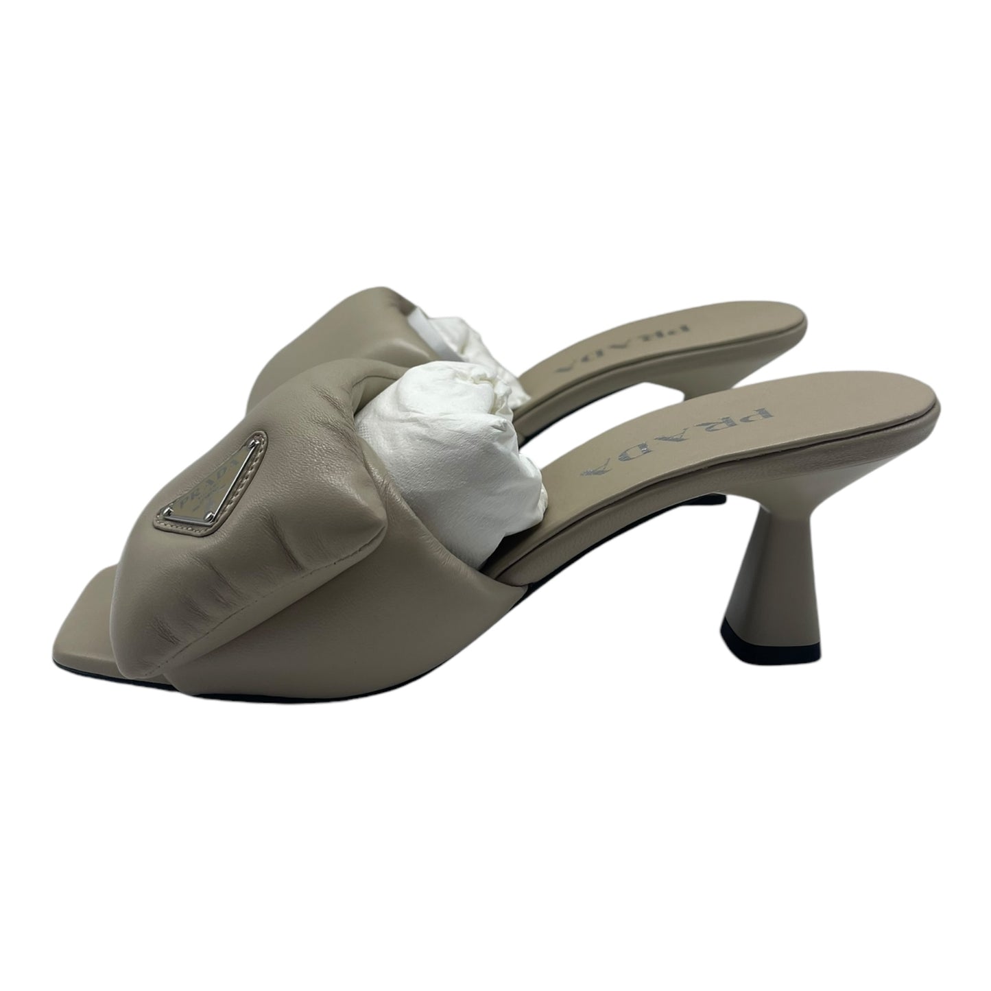 Prada Logo Plaque Padded Heels Size EU 38